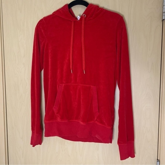H&M Red Velour Sweatshirt Small - Picture 1 of 7